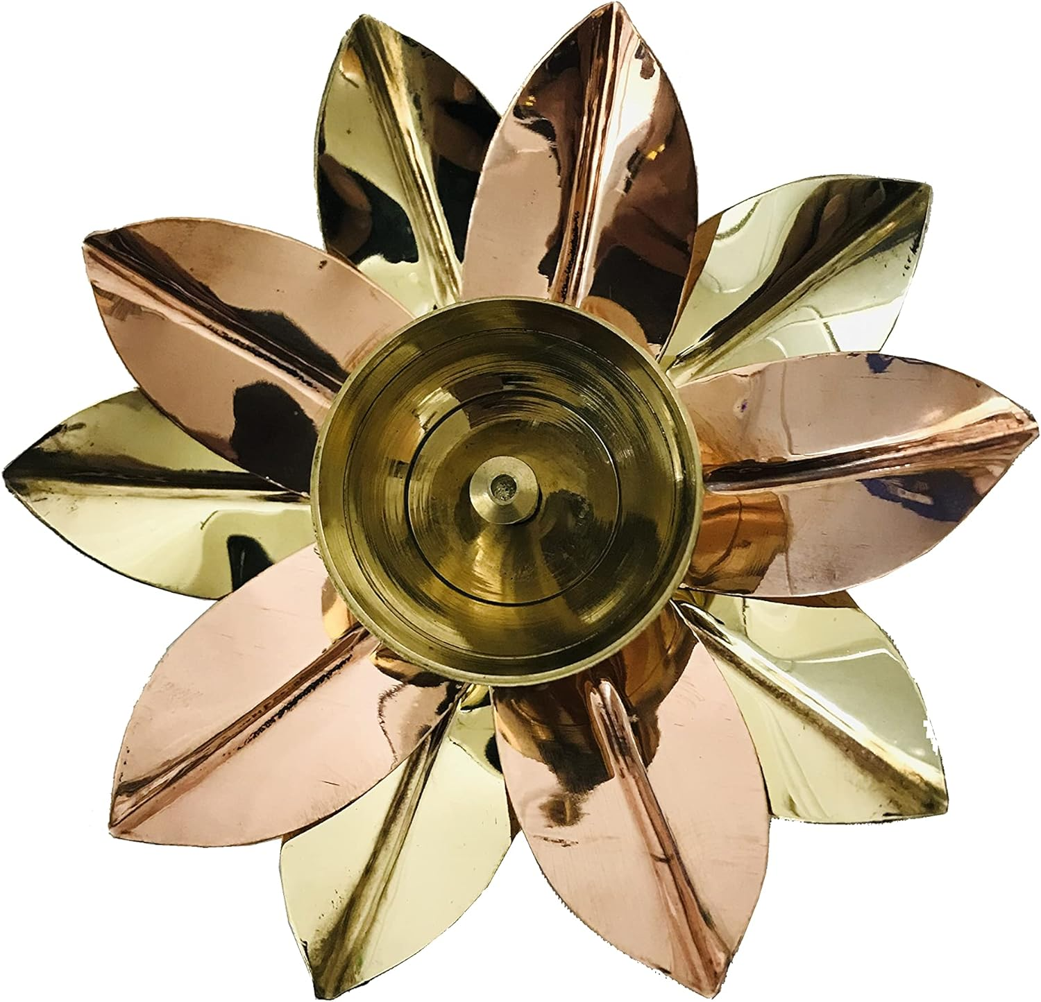 Brass Jyot Diya Lotus Shape Golden Diya Akhand Jyot Kamal Deepak Pooja Dia Puja Diwali Diya/Deepawali Deepak Oil Lamps/Christmas Decoration Engraved Unique Design Gift Items Size- 5" Inch image number 1