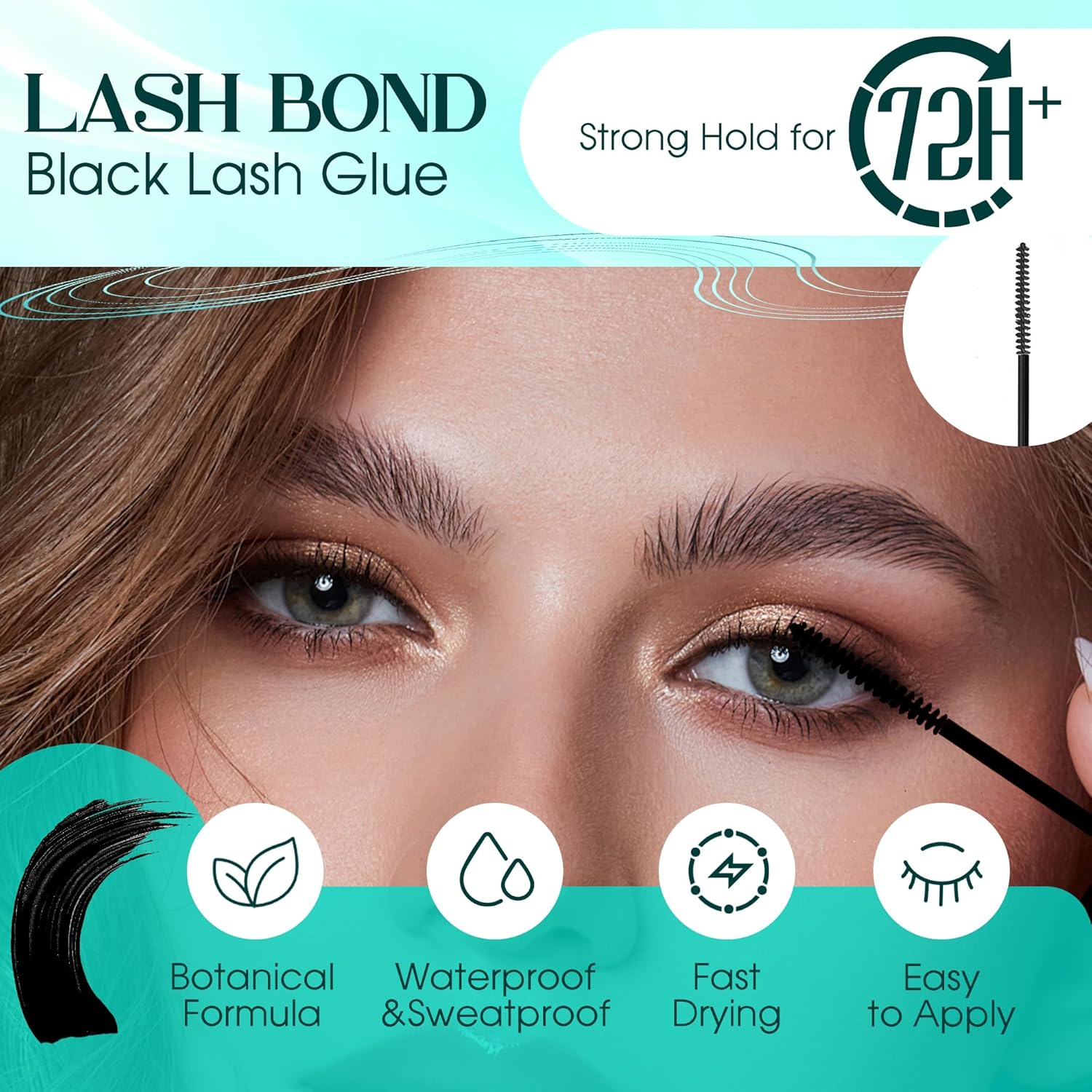 GEMERRY Lash Bond and Seal Waterproof 12ML Falscara Bond and Seal Eyelash Glue 72-96 Hours+Lash Clusters Glue Lash Glue for DIY Lash Extensions at Home Black Bond Clear Seal image number 5