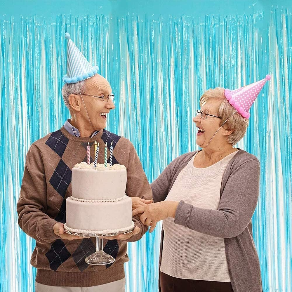 Backdrop Curtain Tinsel Streamers,4Pcs Foil Fringe Streamer Tinsel Curtains,Party Streamers Backdrop Curtains,Photo Booth Backdrop Foil Streamer for Party, Blue image number 4