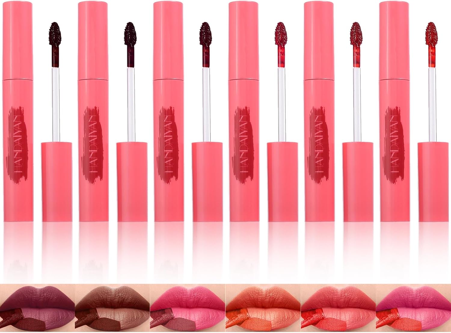 Dynaeuty 6 Pcs Peel off Lip Stain Lip Tint Set Long Lasting Waterproof Non Stick Cup Non Fade Liquid Lipstick Set, Magic Color Lip Oil Set for Women #D image number 2