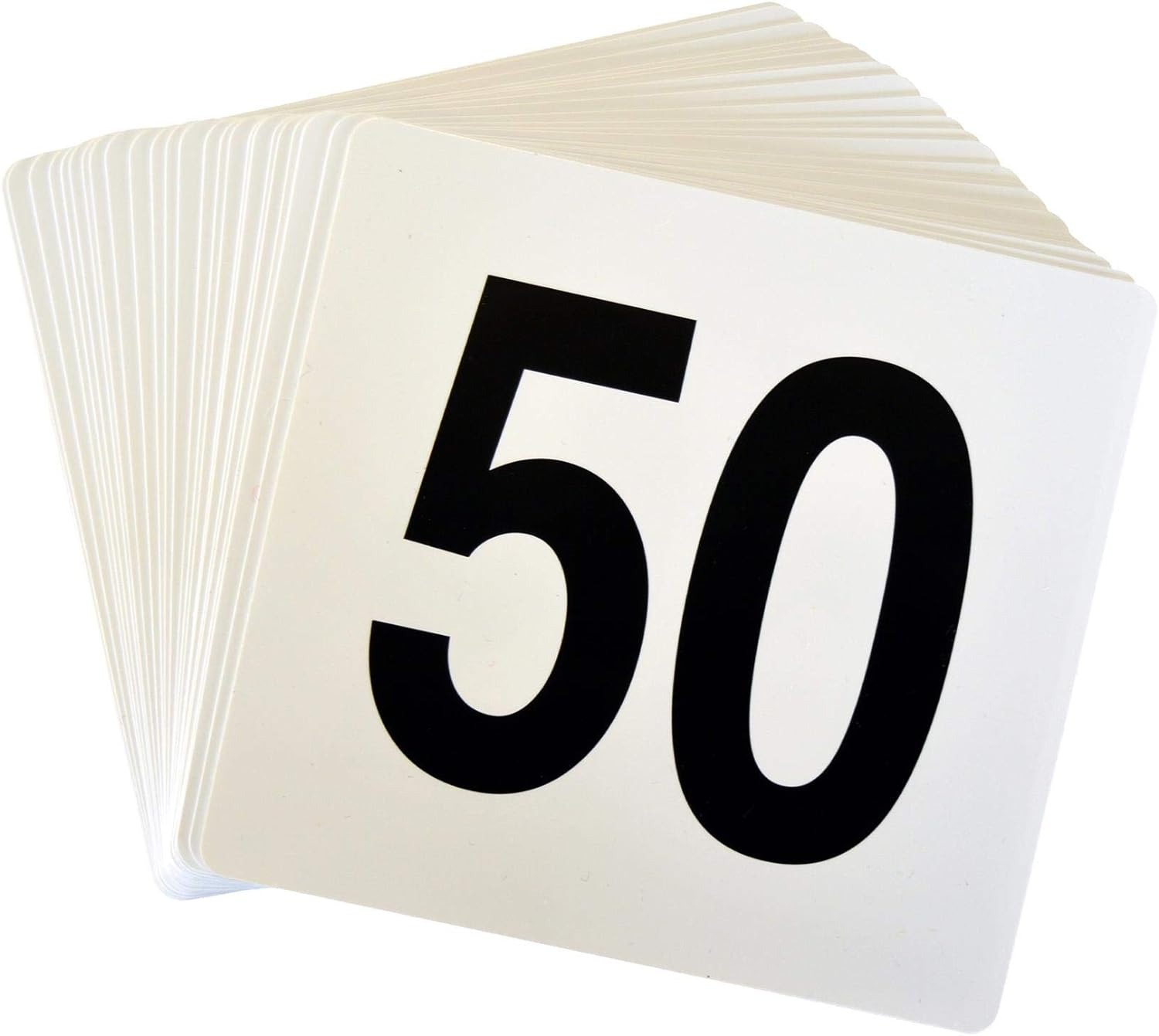 Argon Tableware 1-50 Table Number Cards - Plastic Double Sided Cards Name Table Display Signs for Weddings, Parties, Celebrations image number 1