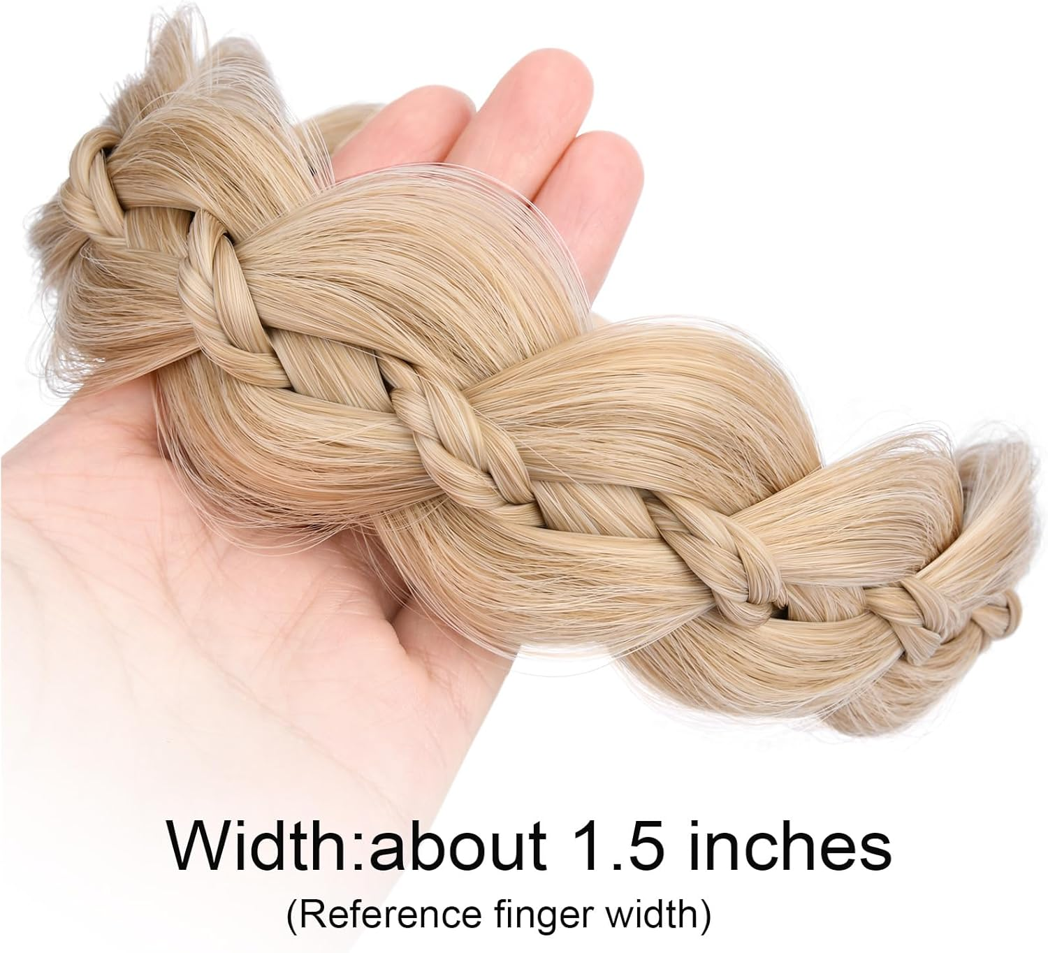 VOPPIS Wide Braided Headband with Teeth Synthetic Hair Plaited Headband Fishtail Braided Hair Band Hairpiece for Girls Women Beauty Accessory (Honey Blonde, Wide)