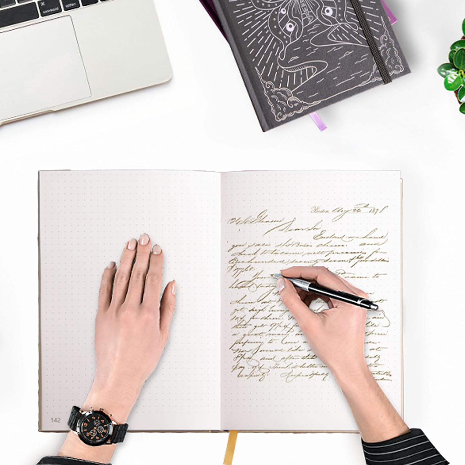 TIEFOSSI Dotted Journal Notebook, Butterfly Journal for Women Men,140Gms Thick Paper with 256 Numbered Pages, A5 Hardcover Journal, Bullet Dotted Journal Notebook, for School Office Writing - Purple image number 2