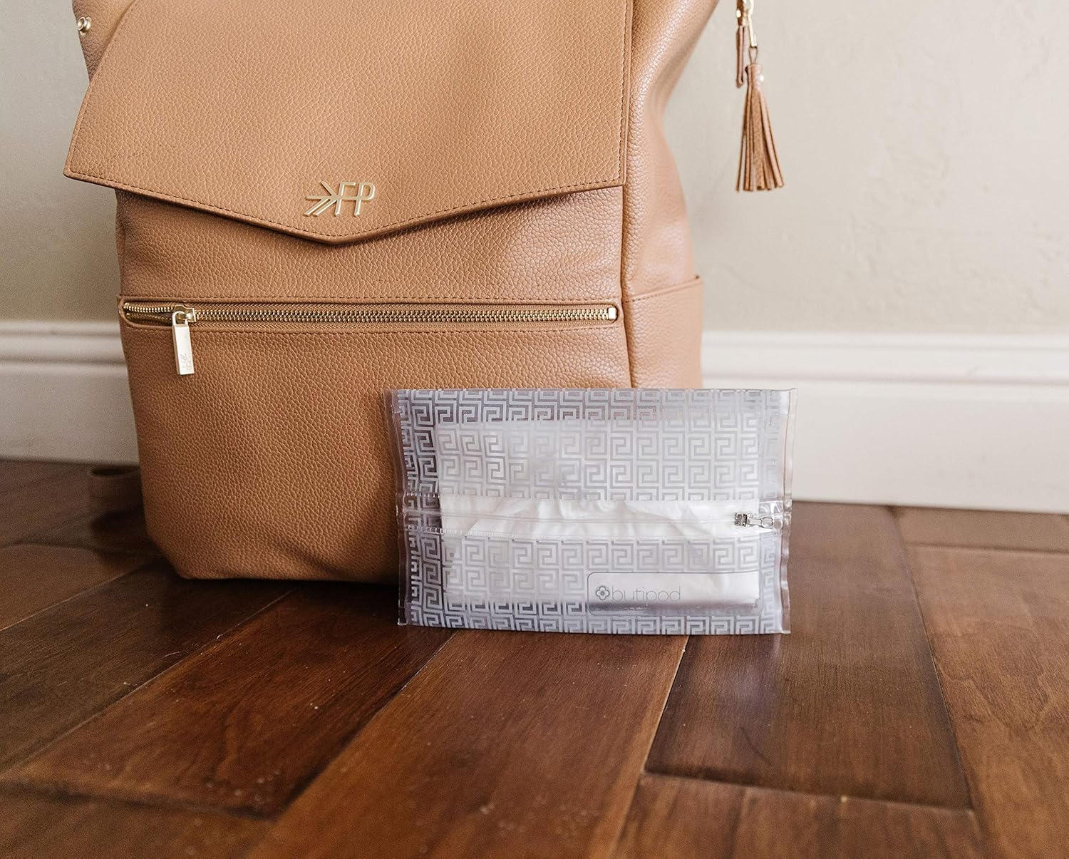 Butipods Reusable Wet Wipe Pouch Slim Case Travel Clutch Holder | Portable Diaper and Hand Bag Wipes Dispenser | Keeps Wipes Moist and Handy! | Set of 2 (Grey Keys & Tiles) image number 5