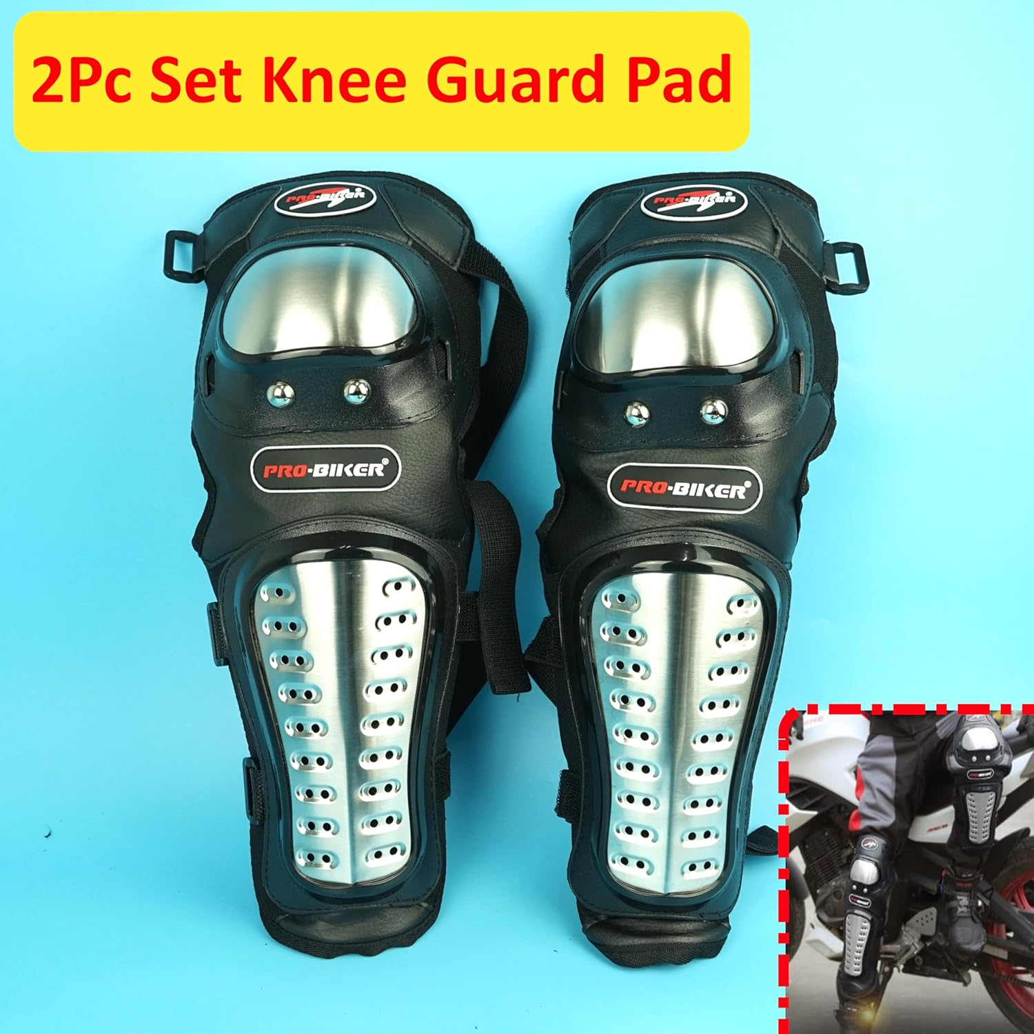 Alloy Motocross Protective Gear - 4P/2P Set Elbow, Knee & Shin Pads - Black, One Size - Unisex Impact Protection image number 1