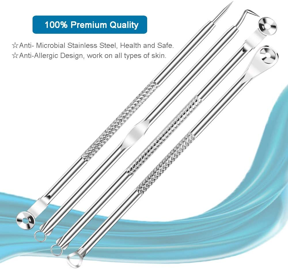 [Upgraded] 8PCS Blackhead Remover, Pimple Tool Kit, Acne Tools, Comedone Extractor, Blemish Whitehead Removal, Professional Curved Tweezers Kits, Premium Stainless Steel image number 5