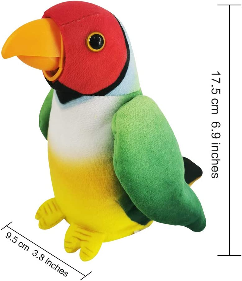 Weofferwhatyouwant Talking Parrot Stuffed Animal - Interactive Voice Repeating Plush Toy with Moving Mouth & Wings - Playtime and Family Fun for Kids and Adults image number 1