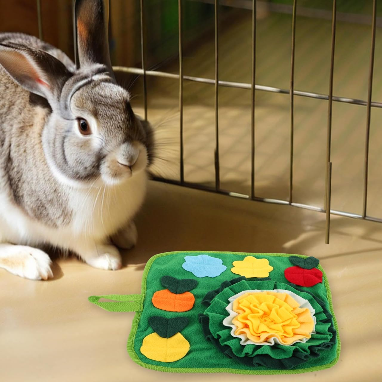 Alasum Small Animal Sniffing Pad 13.6 Inch Soft Foraging Mat Slow Feeder Training Mat for Hamsters Rabbits Guinea Pigs Birds Comfortable Pet Feeding Toy image number 6