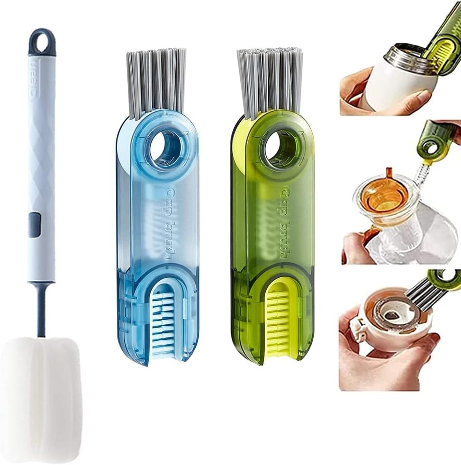2+1 Cup Brush, Multifunctional Cup Lid Gap Cleaning Brush Set image number 1