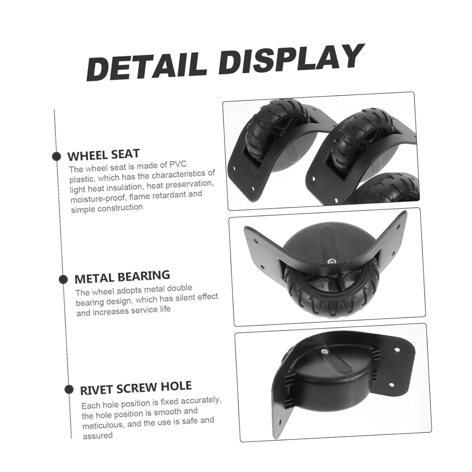 GLEAVI 4Pcs Suitcase Replacement Wheel W-097 Tank Luggage Wheels Wear Resistant Lightweight Low Noise Heavy Duty Bearing Caster Roller Single Side image number 4