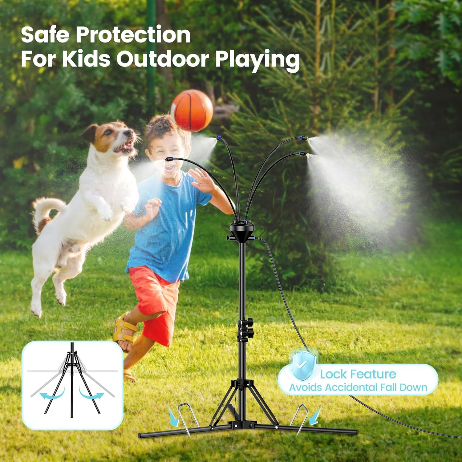 Upgrade Standing Misters for outside Patio - Portable Misting System for Cooling Outdoor 65 Inch Height Water Mister W 26.5Ft Stand Misting Line for Garden Yard BBQ Pool Water Playing Sprinklers image number 4