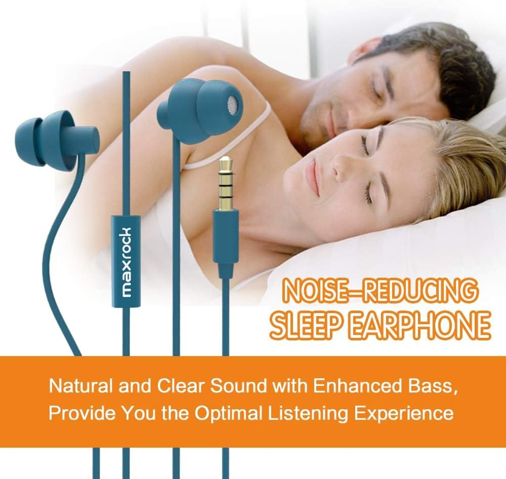 MAXROCK Sleep Earplugs - Noise Isolating Ear Plugs Sleep Earbuds Headphones with Unique Total Soft Silicone Perfect for Insomnia, Side Sleeper, Snoring, Air Travel, Meditation & Relaxation(Wh) (Blue) - Multicolor image number 4