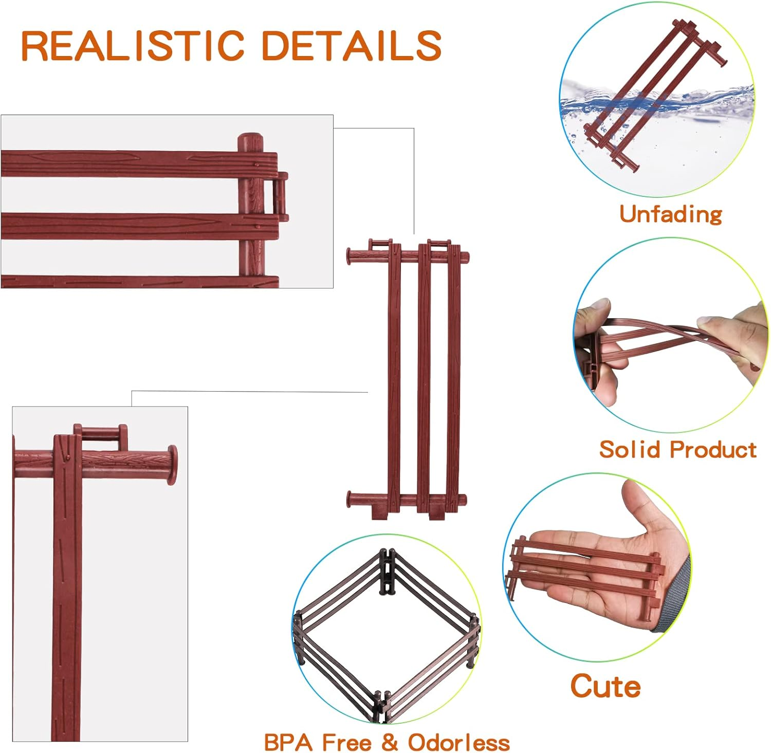 40PCS Corral Fence Toy Accessories Panel Set Farm Corral Fence with Gate Horse Paddock Barn Farm Animals for Toddlers Kids Preschool Educational Gift Sets image number 4