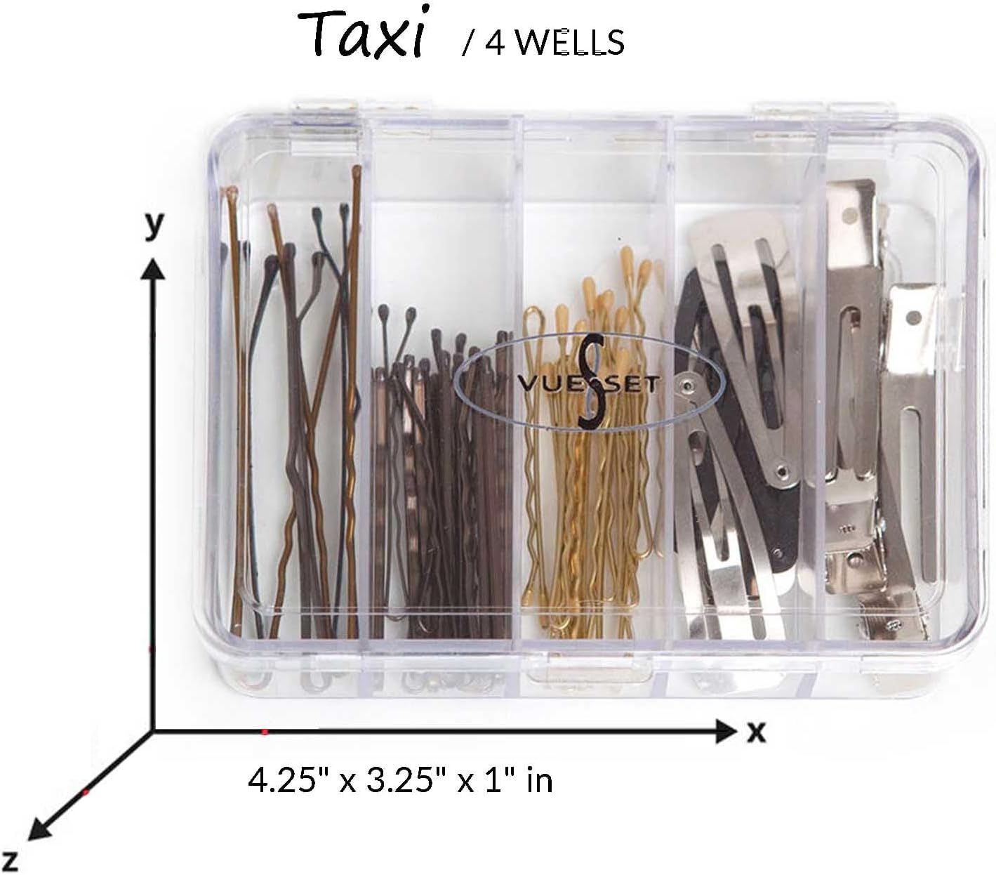 Vueset Taxi | Makeup Organizer Travel Case | 5 Sections, Transparent, 4.25 X 3.25 X 0.75 Inches, Transparent Case image number 2