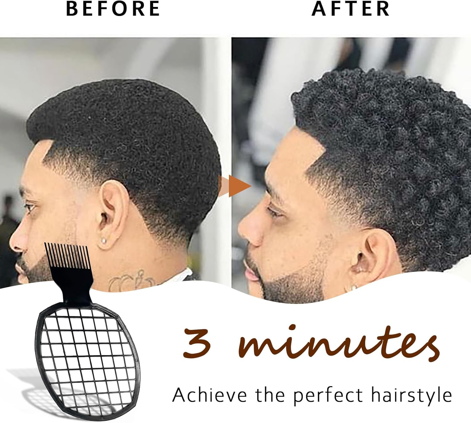 Kootinn 2Pcs Upgraded Twist Combs Hair Sponge Brush, Superior to Hair Sponge for Curls in Men and Women, Dual-Sided Design, ABS Material, Ergonomic, Lasting over a Year, 2 Combs Included image number 3