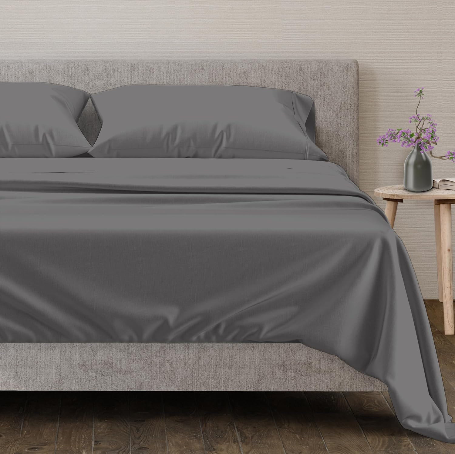 (Queen, Dark Grey) - Mayfair Linen Bedding Collection 600 Thread Count Bedspread 100% Egyptian Cotton Sheet Set Sateen Weave Deep Pocket Premium Quality Bedding Set Dark Grey Queen