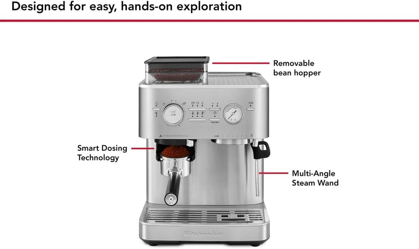 Kitchenaid Semi Automatic Espresso Machine. Stainless Steel image number 2