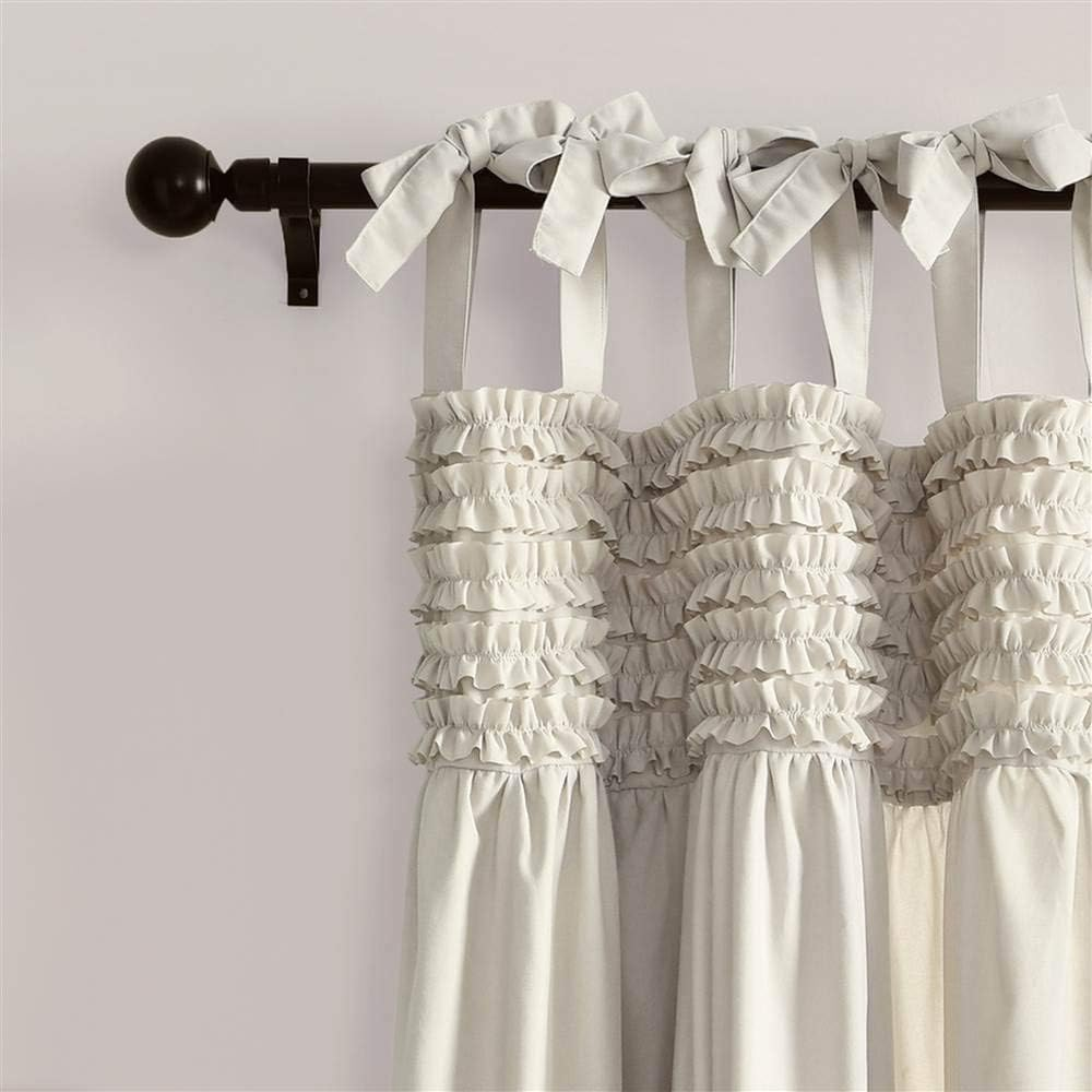 Lush Decor, Neutral Lydia Curtains Ruffle Window Set for Living, Dining, Bedroom X 40, 84 in L Panel Pair image number 5
