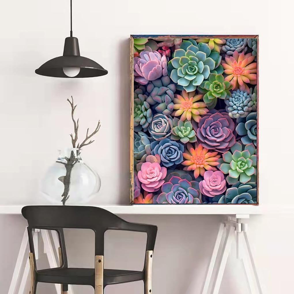Diamond Painting Kits for Adults, Succulents 5D DIY Diamond Art Kits Full Drill Diamond Dots for Gift Wall Decor and Relaxation Gem Arts 12X16 Inch image number 4