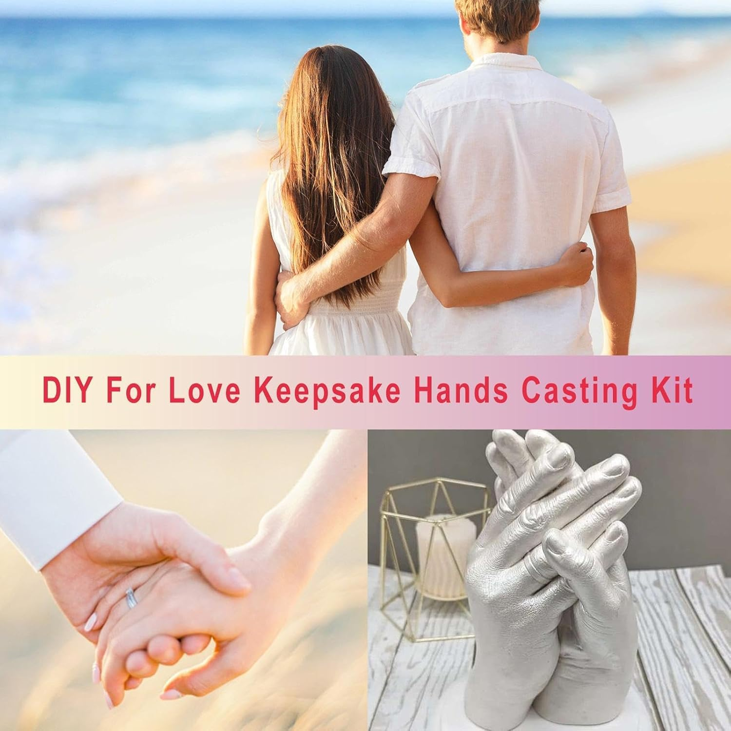 Family Hands Casting Kit | Valentine'S Day Hand Casting Powder - Valentine'S Day Hand Model Crafts Plaster Hand Mold Casting Supplies for Friends image number 2