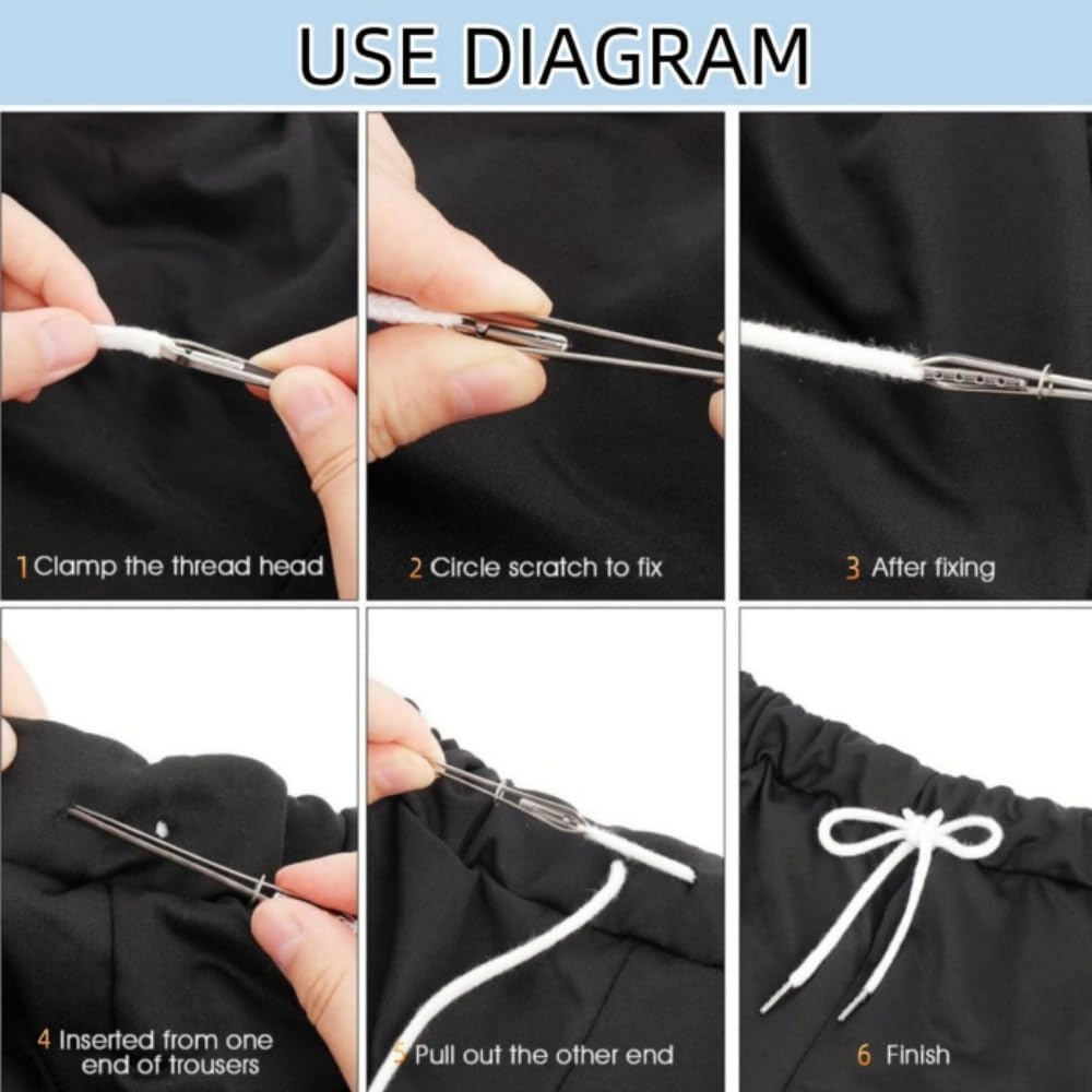 Replacement Drawstrings Drawcords 51IN Cotton Drawstring Cord with Easy Metal Threader Adjustable Easy to Install Perfect for Hoodies Activewear(2Pcs Black, Red) image number 1