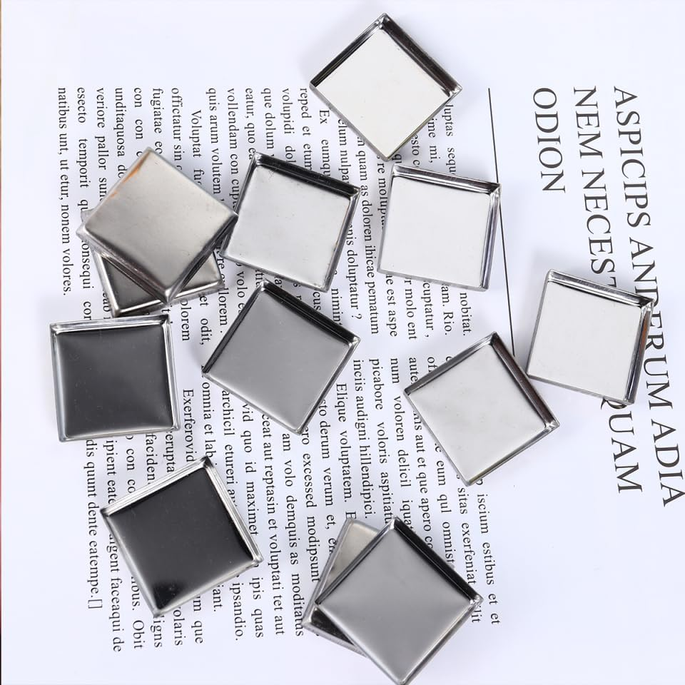 Minkissy 60Pcs Square Empty Metal Pans for DIY Eyeshadow Blusher Pressed Powder Makeup Plates for Crafting Cosmetics for Women Girls image number 2
