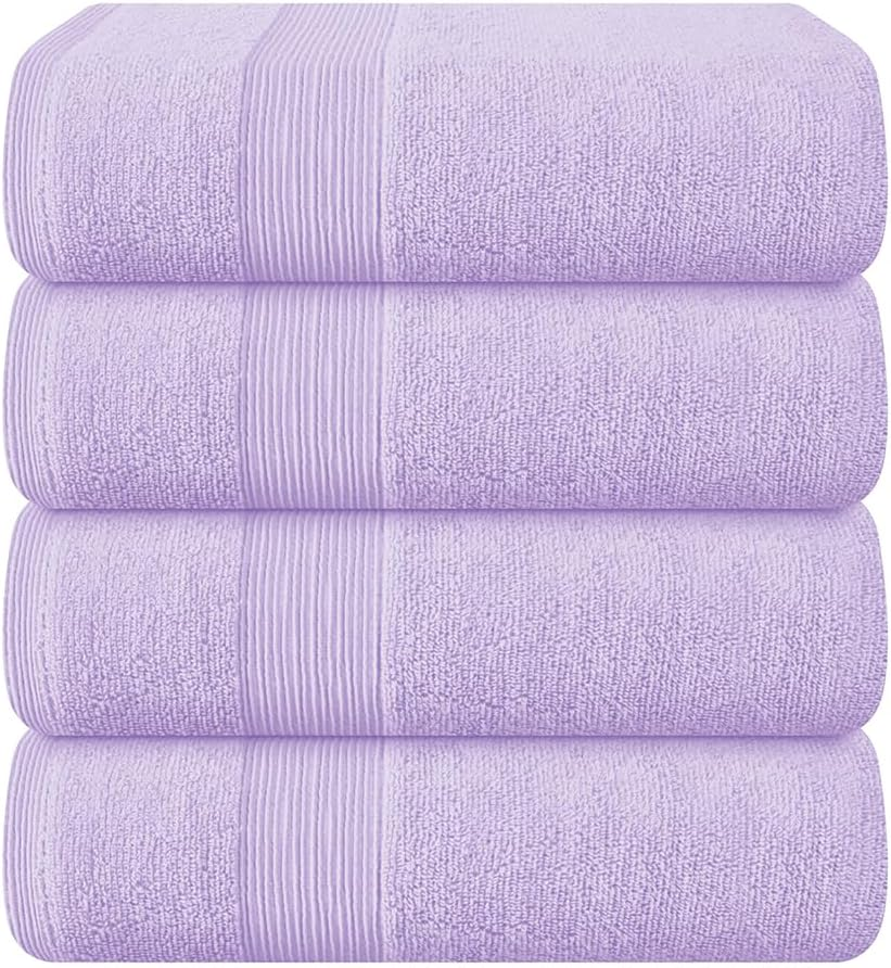 4 Pack Bathroom Towel Ultra Soft Water Absorbent Towel Set, Large Bath Sheets Towels, Lighter Weight, Quicker to Dry, 70 X 140 Cm, Grey