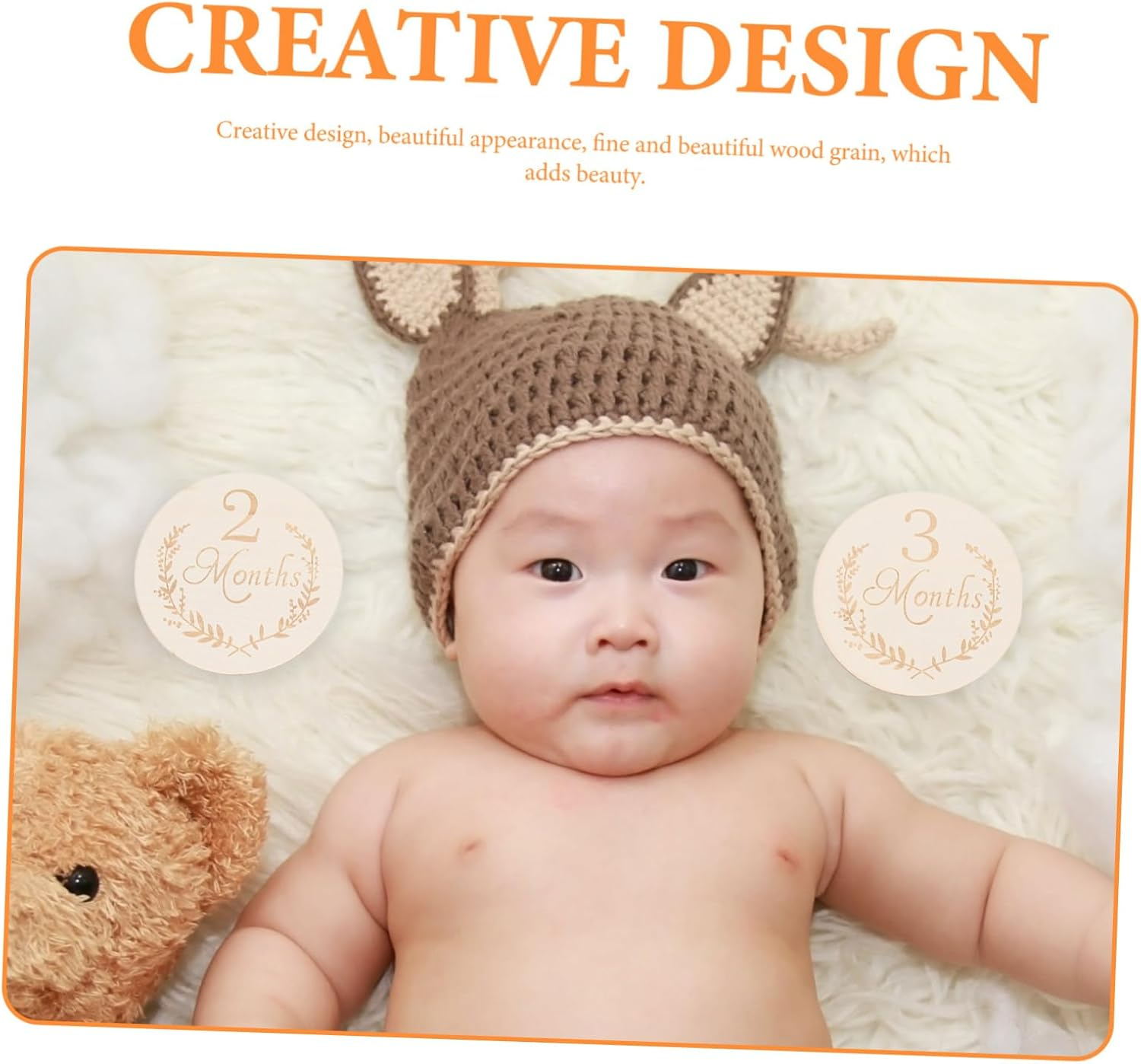 Jojofuny 13Pcs Wooden Slices Newborn Monthly Growth Cards Birch Wood round Discs for Infant Photography and Milestone Tracking Baby Shower Prop image number 2