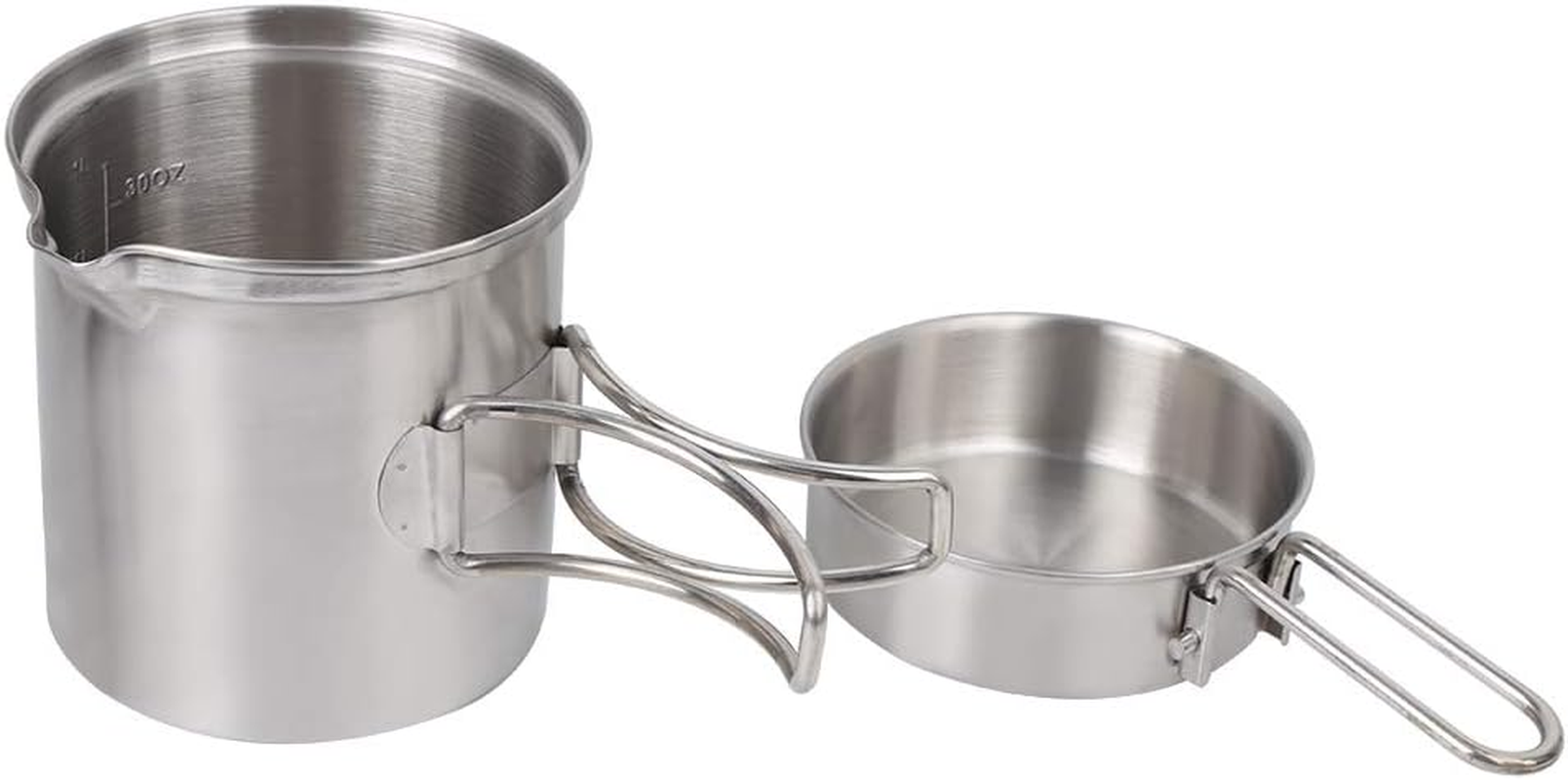 Hiking Pot, Outdoor Cookware Set, Portable & Compact Camping Cooker for Camping, Hiking, and Picnicking, Stainless Steel Cookware Set with Foldable Camping Cups and Mugs Pot image number 2