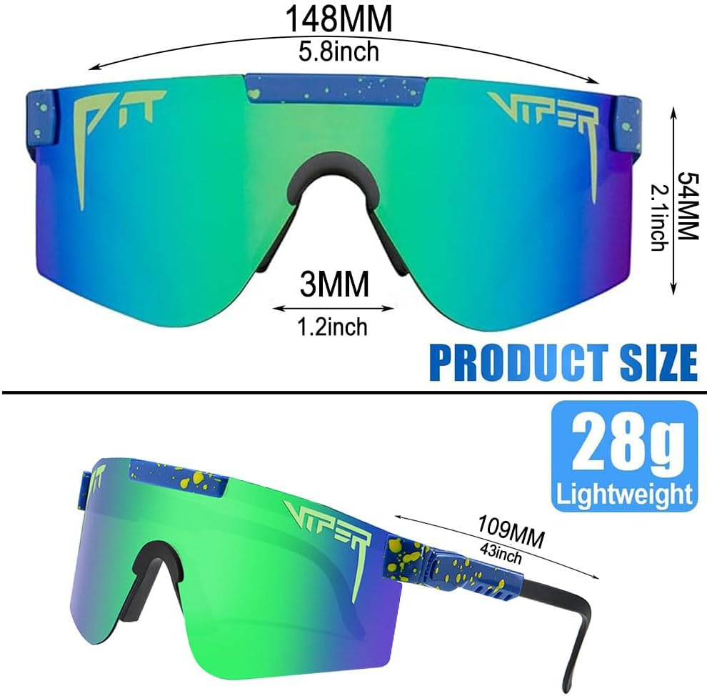 Polarized Sports Sunglasses Blue Lens Wide Fit Windproof Sports Eyewear Unisex Sports UV400 Goggles Outdoor Eyewear Ideal for Driving, Running Climbing Fishing and Golf