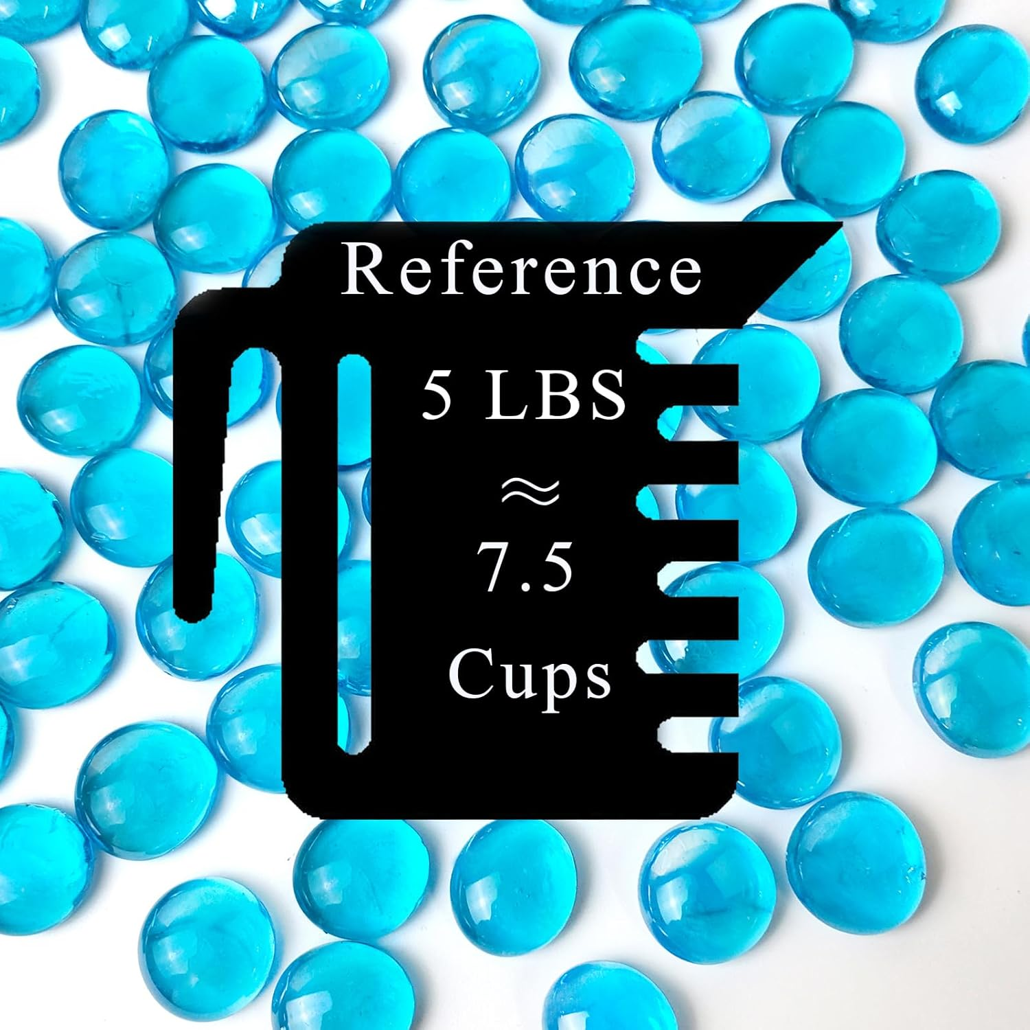 5Lb Blue Flat Glass Marbles for Vase Fillers, 500 PCS Glass Pebbles, Decorative Glass Rocks for Vase Fish Tank Candle Fountains Crafts Centerpieces Firepit and Home Decor