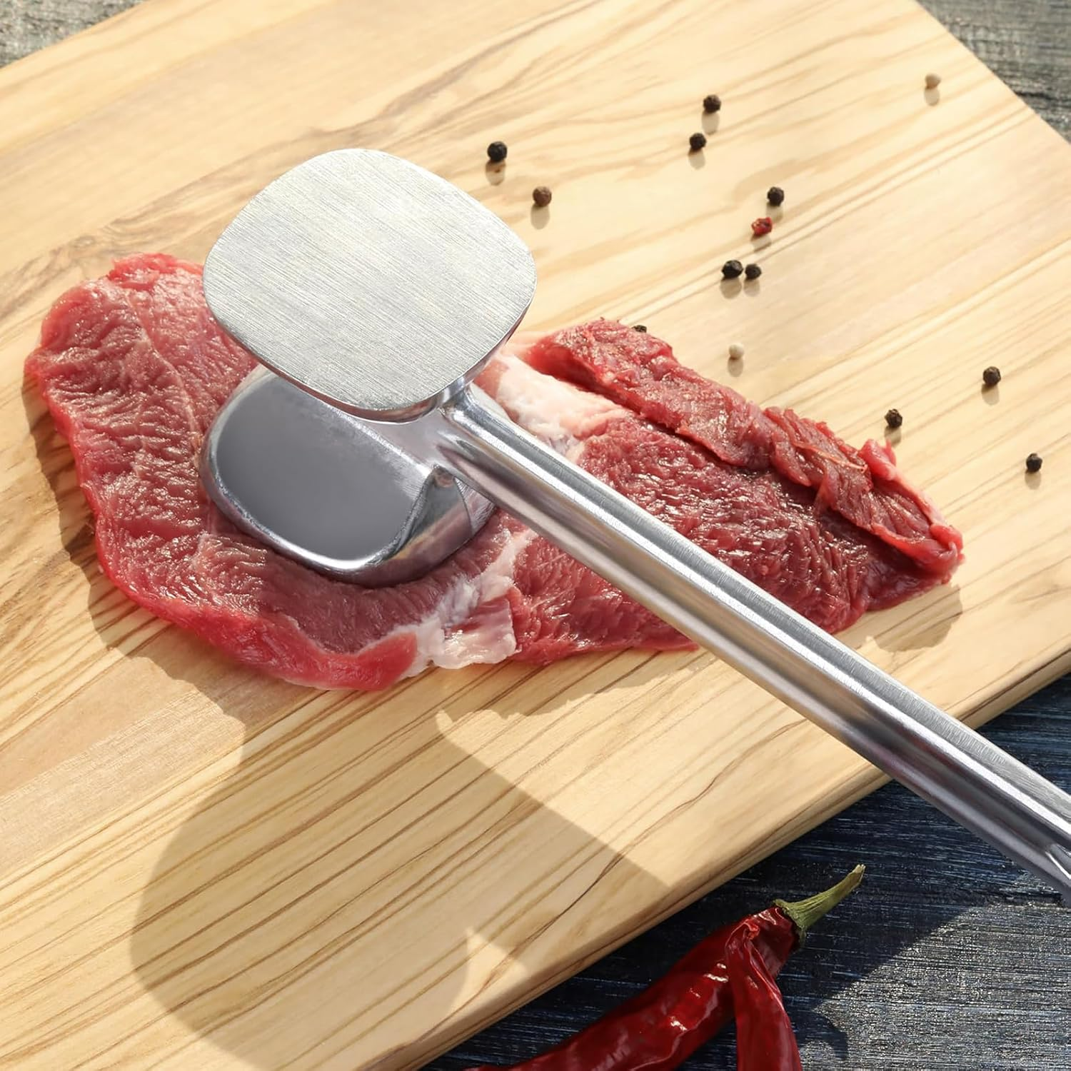 Meat Hammer, Meat Tenderizer, Dual-Sided Nails Meat Mallet for Steak, Chicken, Fish, Meat Pounder, Meat Tenderizer Tool, Meat Pounder, Meat Tenderizer Hammer image number 5