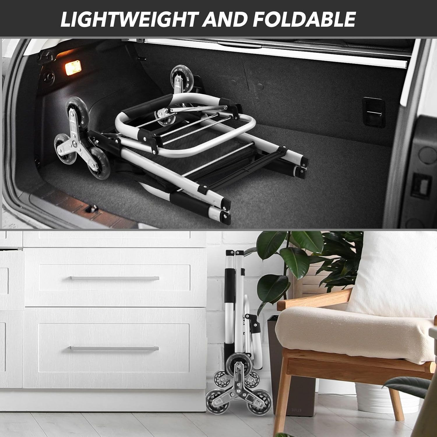 Folding Shopping Trolley with Stair Climbing Wheels Shopping Cart Aluminium Waterproof Foldable Grocery Cart Market Shopping Bag Utility Cart 45L image number 2