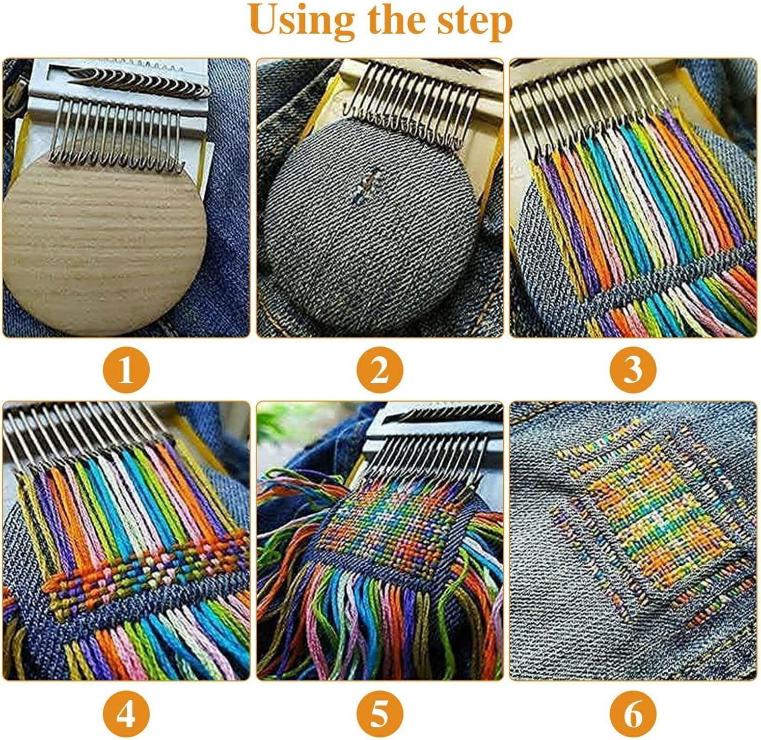 Small Wooden Speedweve Darning Loom Type Weave Tool, 10 Hooks - Weaving Frame for Jeans Mending image number 3