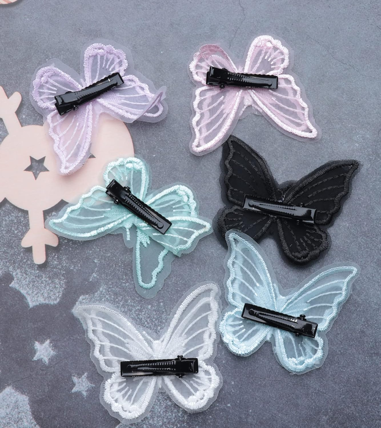 Sowaka 6 Pcs Lace Butterfly Hair Clips Soft Embroidery Flower Hair Decorative Hair Bow Pins for Women Girls Wedding Hair Accessories Halloween Christmas Party D&eacute;cor (Colorful) - Colorful image number 4