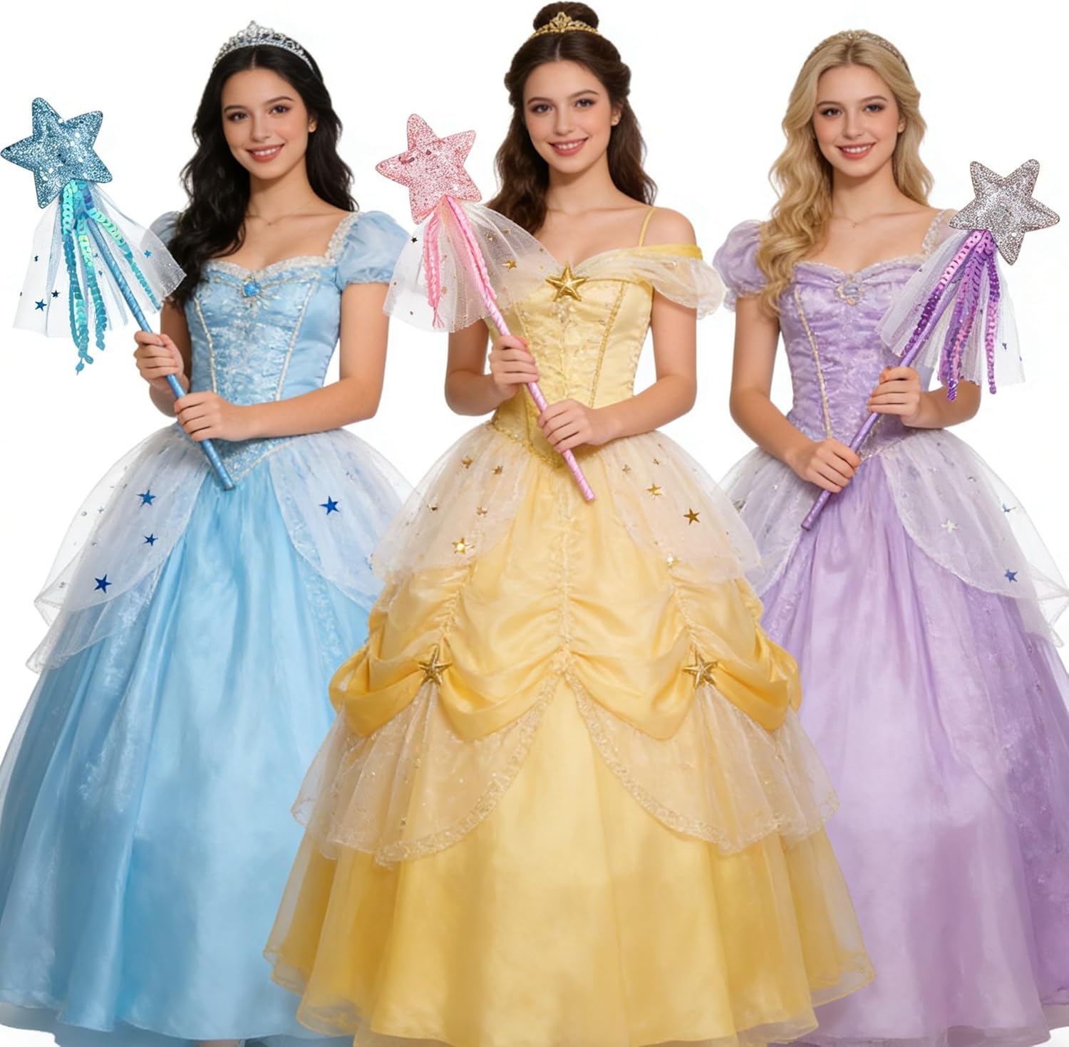 Prasacco 3 Pieces Magic Wands for Kids Glitter Princess Wands Star Wand Toy Sticks for Girls Fairy Wand for Christmas Costume Props Birthday Party Supplies image number 5