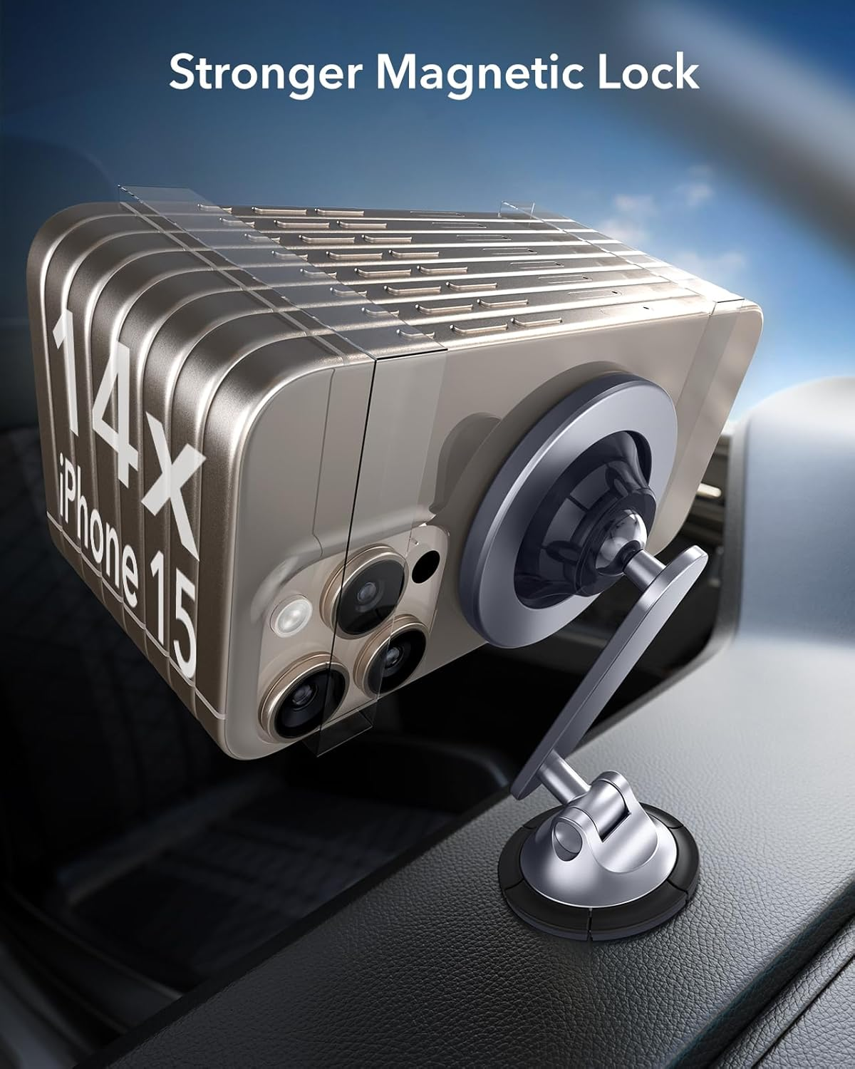 ESR for Magsafe Car Mount, Dashboard Magnetic Phone Holder for Car, 360&deg; Rotation,Car Phone Holder Mount for Iphone 17/16/15/Google Pixel 10/S25, Strong Magnets,Car Accessories(With 2 Mental Rings) image number 3