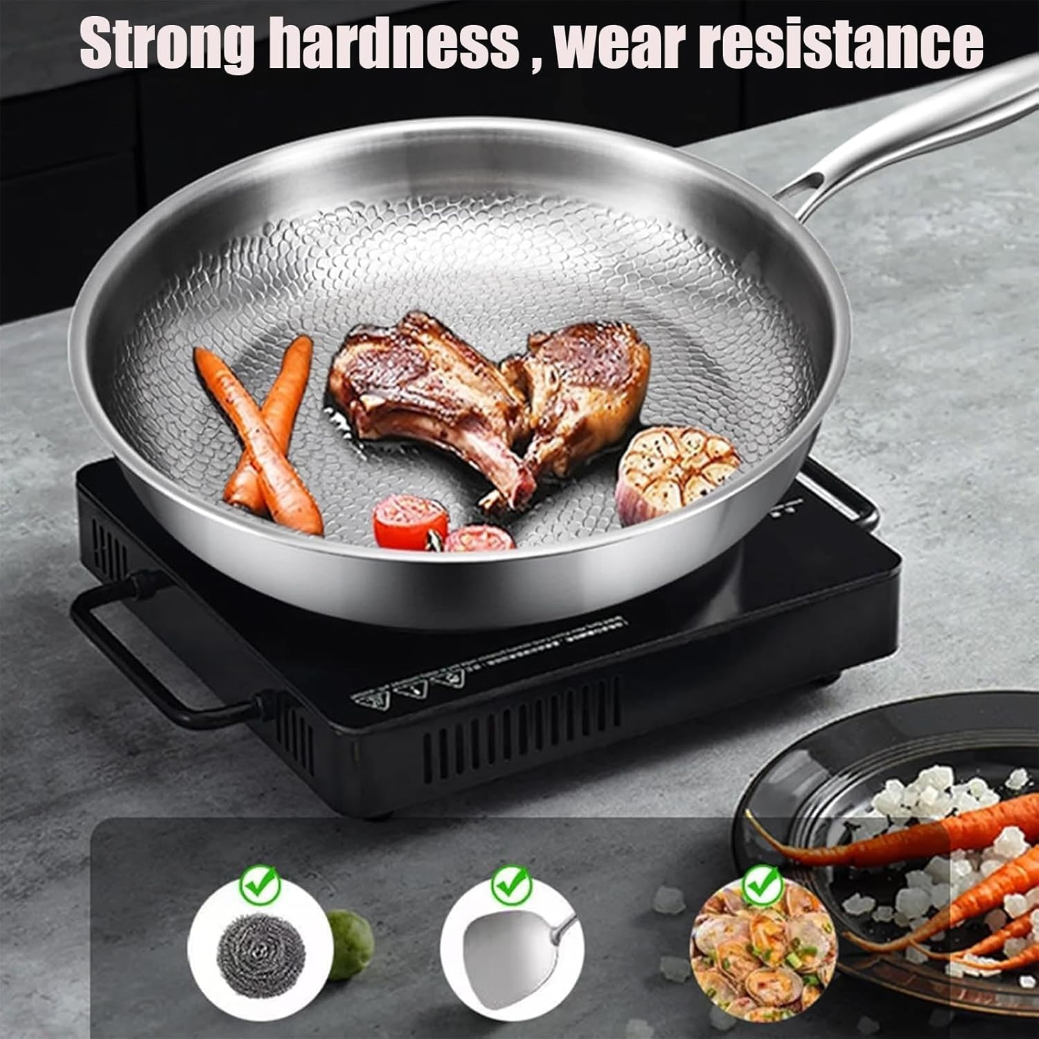 Platefull Titanium Pan, 2026 Upgrade to 100% Non-Toxic Platefull Titanium Frying Pans with Shovel, 12" Non Stick Chemical-Free, Extreme Heat-Resistant & Lasts a Lifetime (With Lid,11.02In) image number 6