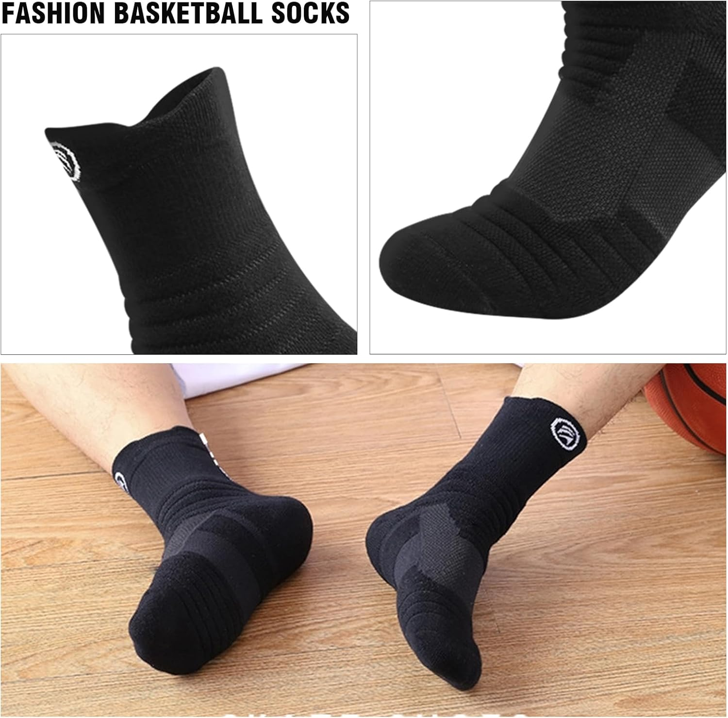 3 Pairs Compression Socks for Men Women, Breathable Thickened Socks anti Blister Sports Socks Comfortable Soccer Socks Cushioned Socks for Football Basketball Hiking Running
