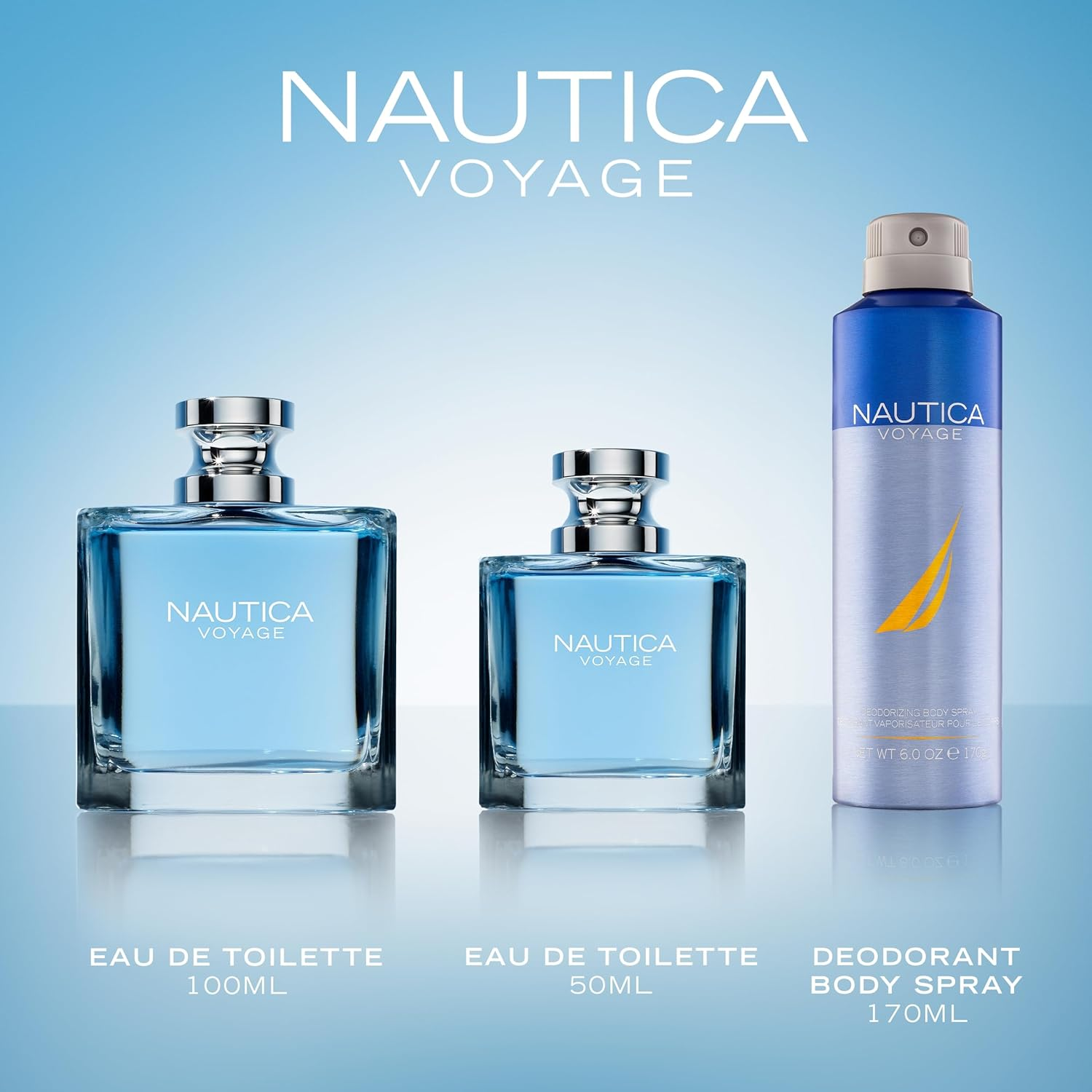 Nautica Voyage Eau De Toilette and Nautica Voyage Deodorant Spray for Men, Irresistible, Foug&egrave;re, And