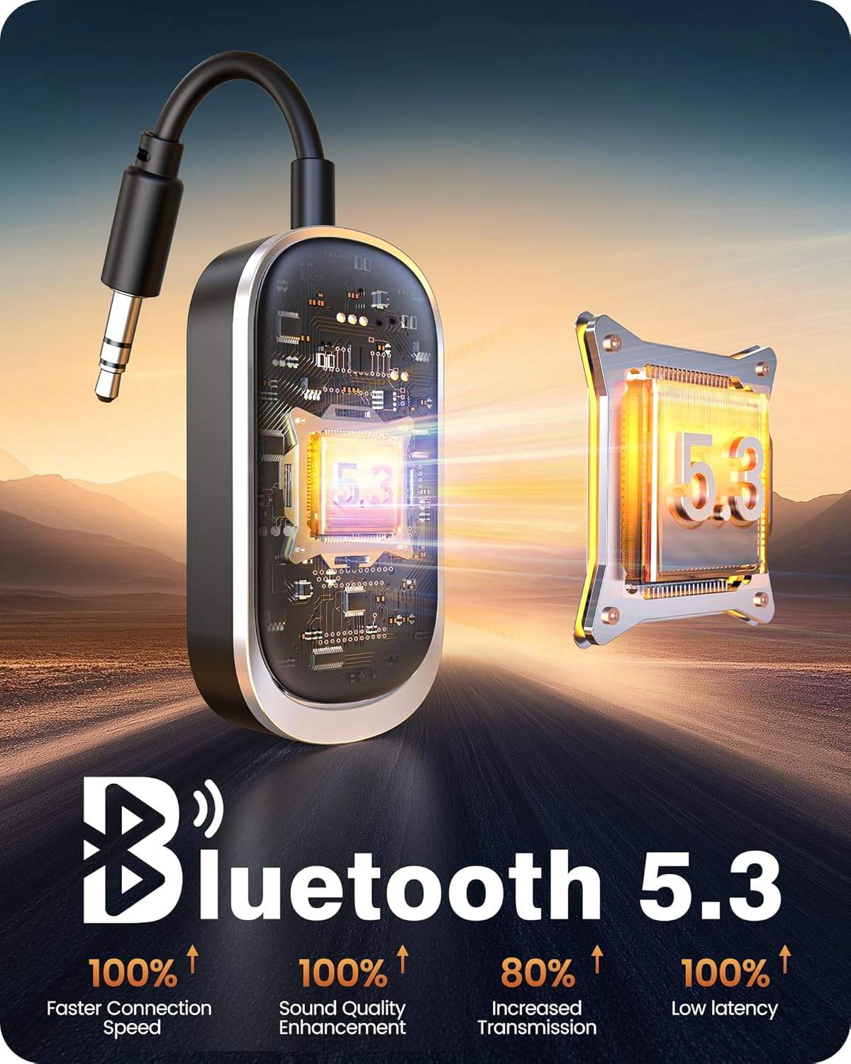 LENCENT Bluetooth 5.3 Transmitter and Receiver 2 in 1, Airplane Bluetooth Adapter for Airpods or Headphones Dual Pairs, 3.5Mm AUX Jack Wireless Audio Transmitter for Planes, TV, Car Stereo, Treadmill image number 5