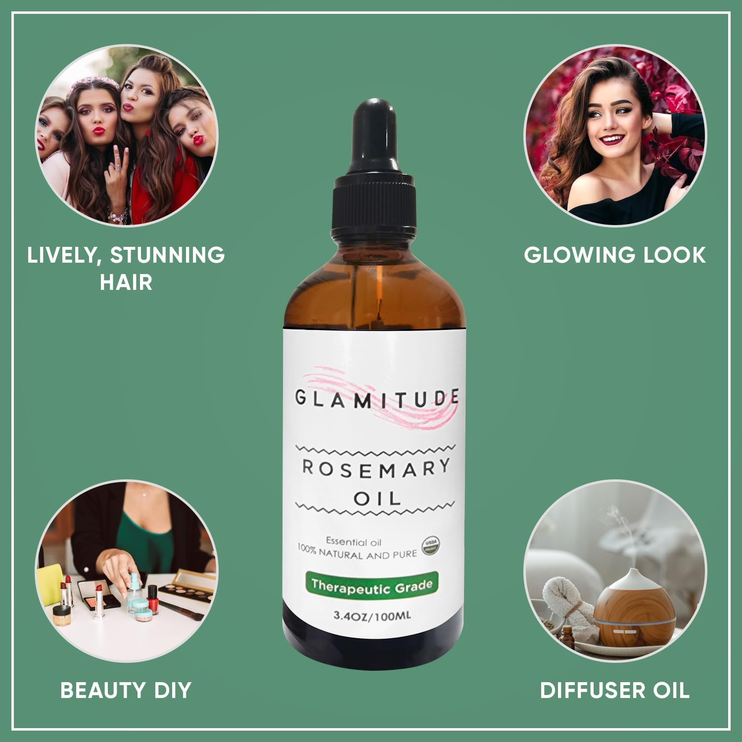 Rosemary Oil for Hair Growth - Essential Oils Rosemary Hair Oil Essential Oil Diffuser | Massage Oil Hair Growth Oil | Hair Vitamins Rosemary Essential Oil | Eyelash & Cuticle Kit 5 Pairs | 100Ml image number 3