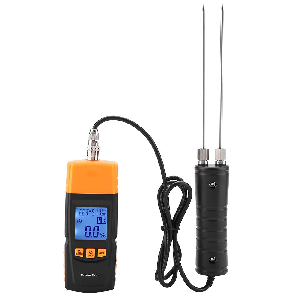 Adjustable Wood Humidity Tester 160Mm Probe Length Digital LCD Display Wood Humidity Tester For, Bamboo, Cotton image number 1