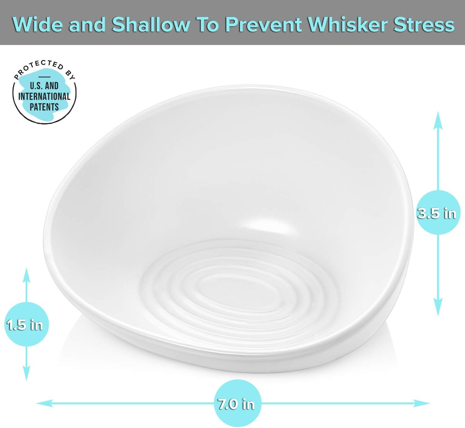 Catguru Cat Food Bowl, Ceramic Cat Bowls, No Spill Cat Bowl, Whisker Stress Free Cat Food Bowls, Non Skid Cat Bowls for Food and Water, Includes Silicone Non-Slip Mat (High-Low, White) image number 4
