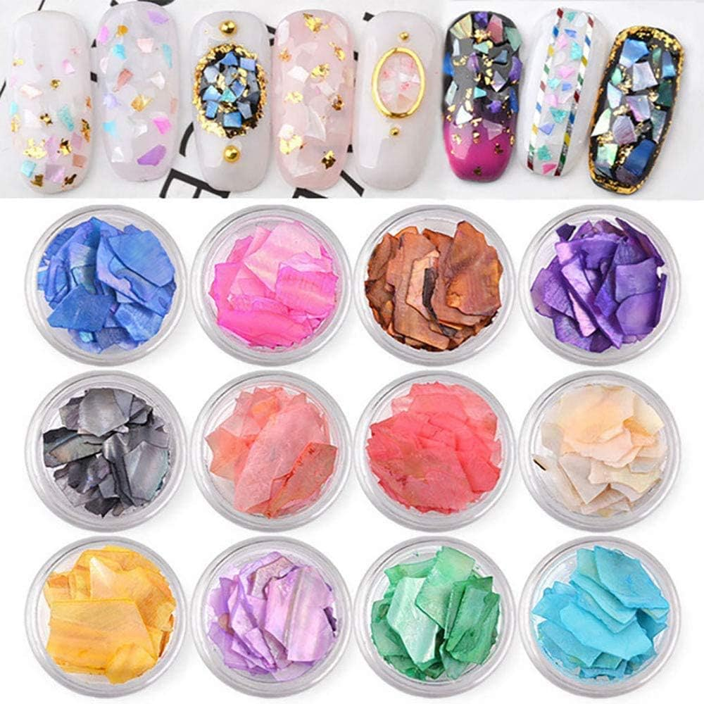 12 Boxes Holographic Chunky Glitter Nail Sequins Iridescent Nails Crafts Nail Face image number 5