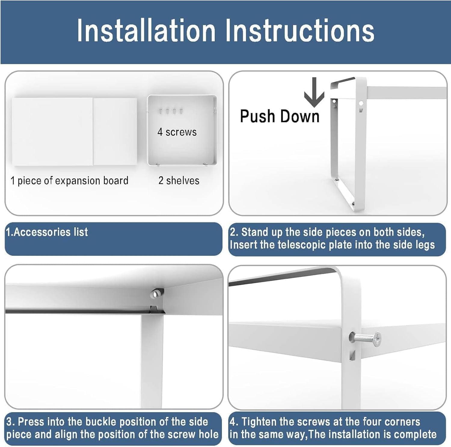 HCHANGEN Kitchen Cabinet Organiser Shelf, Metal Storage Rack for Kitchen, Bathroom, Countertop (Black) image number 1