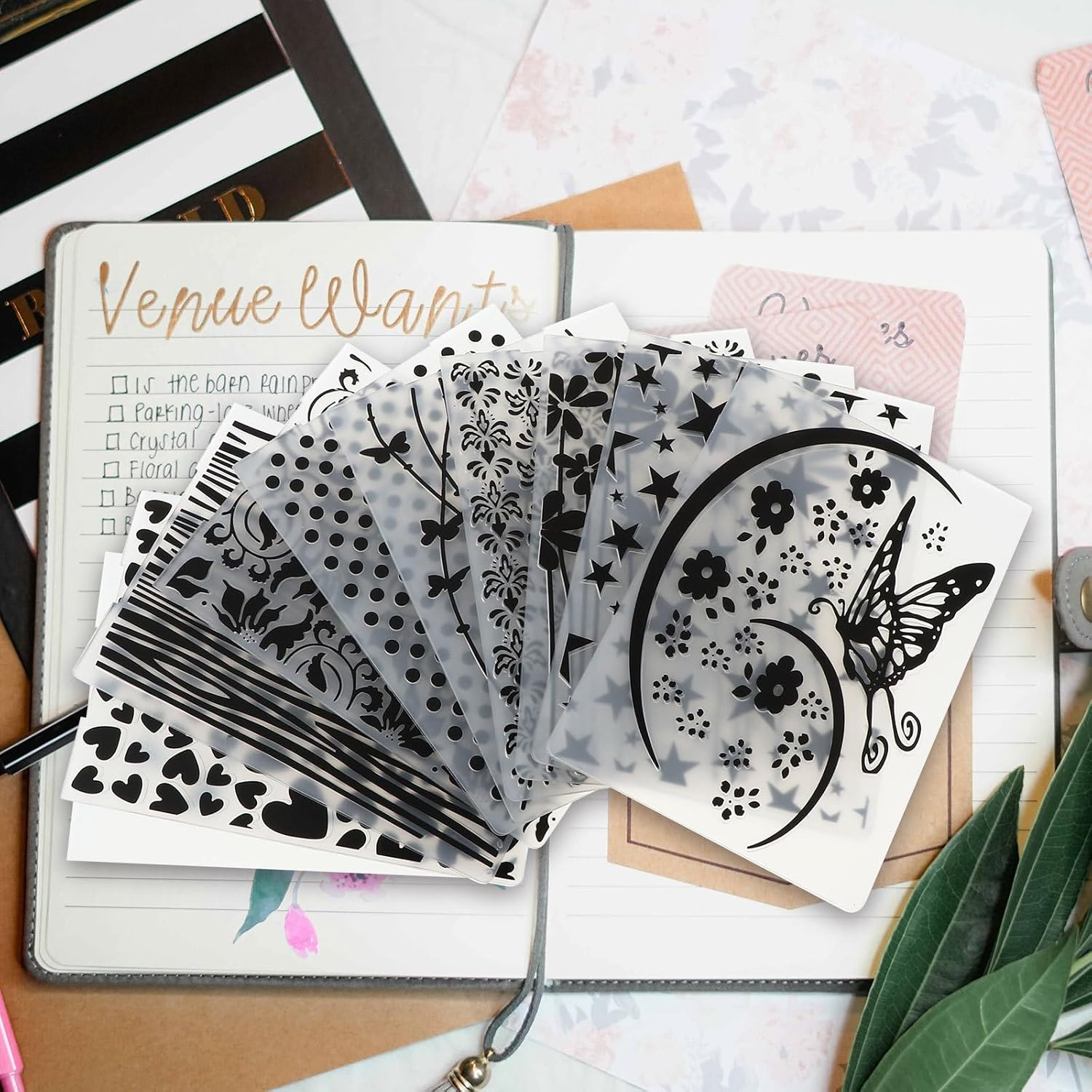 GLEAVI Embossing Folders 10Pcs Embossing Machine Template Paper Embossed Folder DIY Craft Template image number 4
