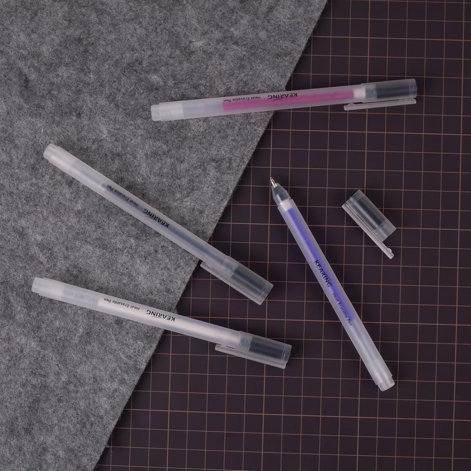 Kearing 4 Pack Heat Erasable Fabric Marking Pens, Fabric Markers for Sewing, Embroidery, Quilting, Dressmaking, Fabric Marking Tool, Embroidery Erasable Pen image number 5