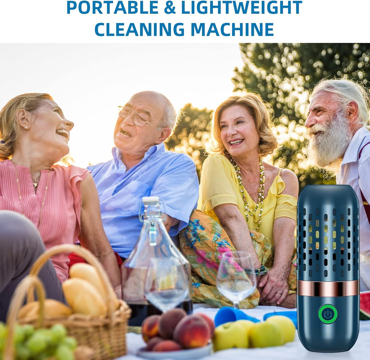 Fruit and Vegetable Washing Machine,Portable Fruit Cleaner Device, Food Fruit Purifier with USB Charging Base for Cleaning Fruit, Vegetable, Rice, Meat (Bule) image number 4