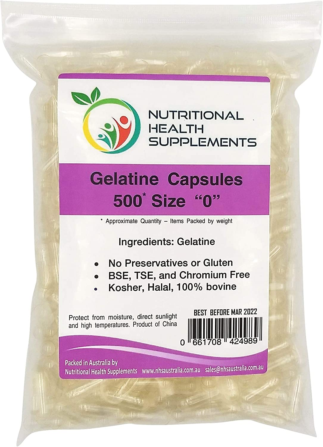 500 Size 0 Empty Clear Gelatin Capsules Kosher Halal Pill Gelatine Gel Caps